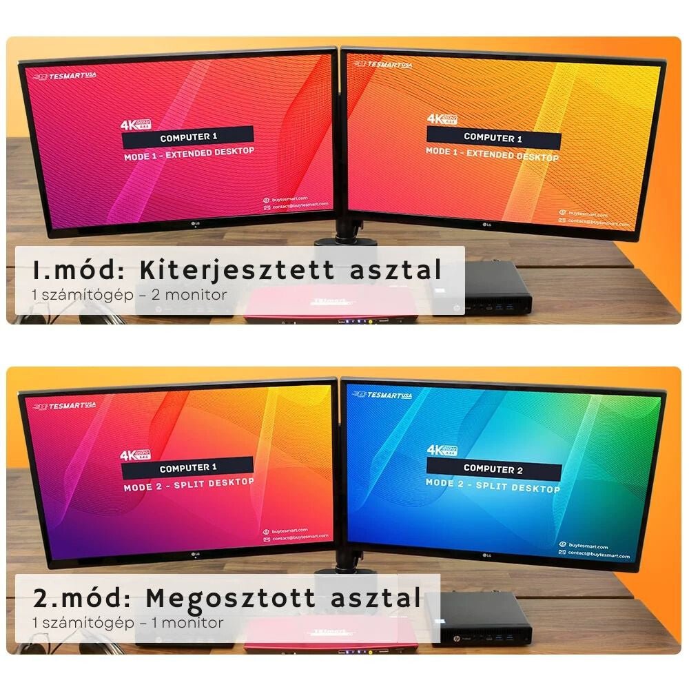 TESmart HDMI KVM Switch – 4x2 (2 PC / 2Monitor), DP, 4K@60Hz, USB 2.0 - BShopy2 PC 2 monitor4K@60HzDP 1.4X00140TYJ1_2