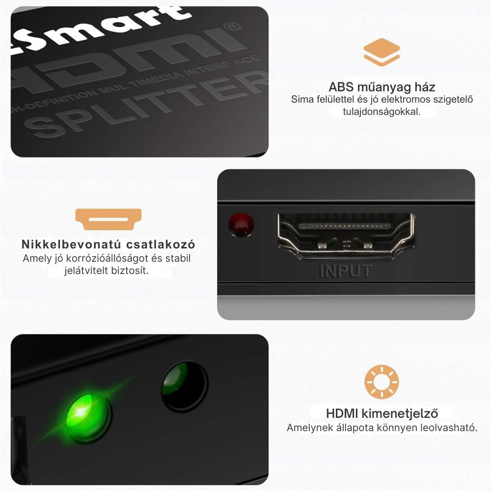TESmart HDMI Splitter 1x2 – 4K@30Hz Ultra HD, HDMI Elosztó TV - hez, konzolhoz - BShopy