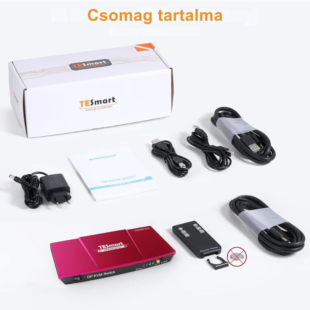 TESmart KVM Switch DisplayPort 4K 60Hz – 2 számítógéphez - BShopy