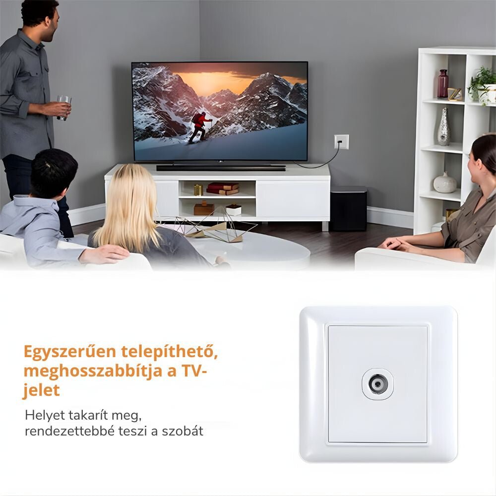 Tesmart RG59 Koaxiális TV/SAT Kábel – 75 Ohm, 90° Hajlított Csatlakozóval és Toldóval - BShopy