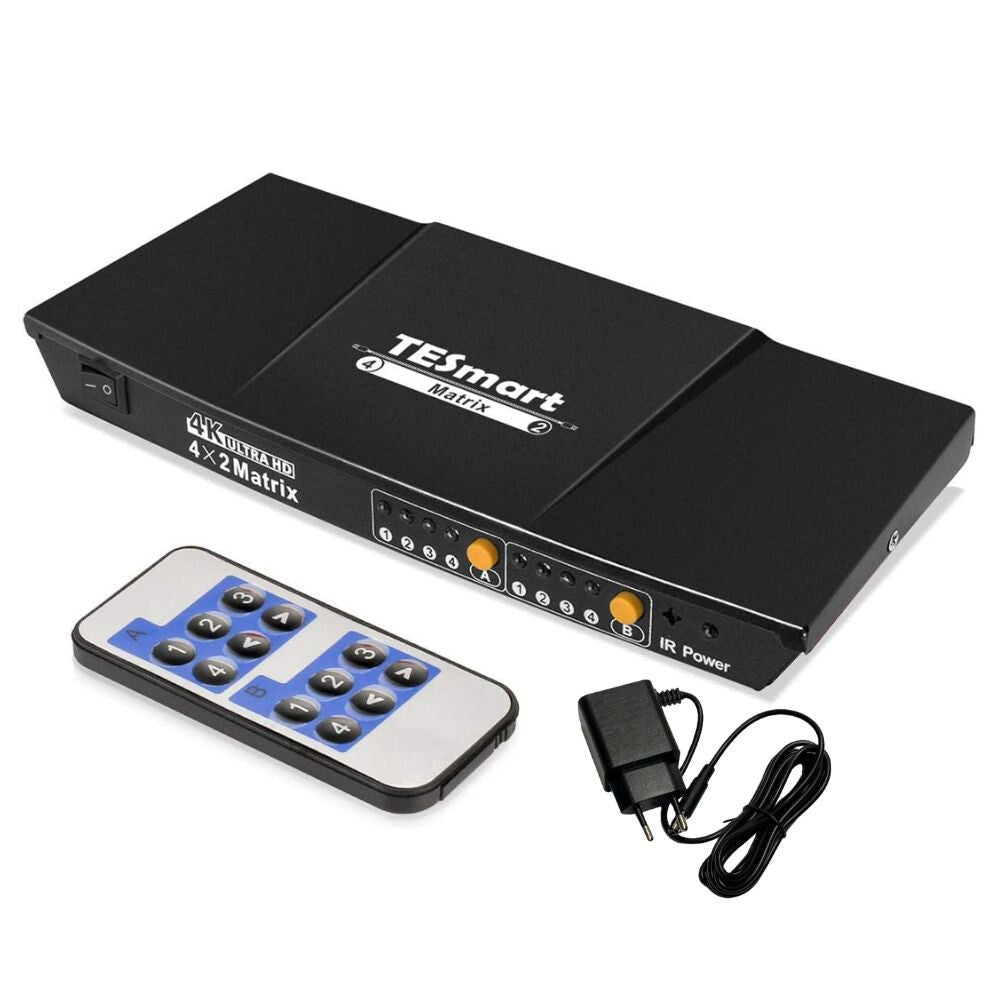 TESmart UHD HDMI Mátrix Kapcsoló 4x2, 4K@60Hz, HDCP támogatással és digitális hangkimenettel - BShopy