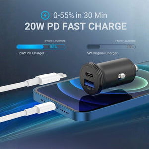 USB-C Autós Töltőadapter - 43W, 2 Portos Gyorstöltő Telefonhoz és Tablethez-BShopy