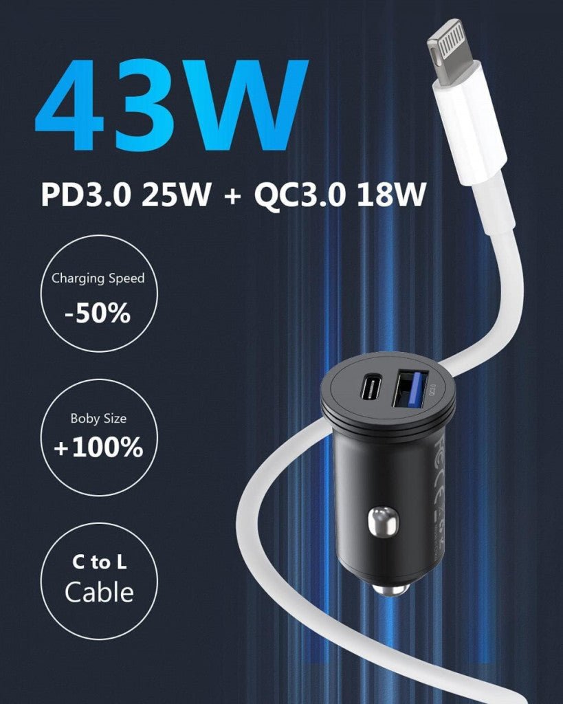 USB - C Autós Töltőadapter - 43W, 2 Portos Gyorstöltő Telefonhoz és Tablethez - BShopy43 W autós USB töltőautós adapter telefonhozautós kiegészítőX001GNFG9X_2