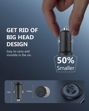 USB - C Autós Töltőadapter - 43W, 2 Portos Gyorstöltő Telefonhoz és Tablethez - BShopy