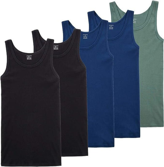 YouShow Férfi Sport Atléta, Trikó Szett S - es 5 db - os (Fekete - Kék - Oliva) - BShopy5 db - os atlétatrikó csomagfekete atlétatrikóférfi aláöltözetX0011DBOHL_0