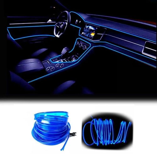 OneLED Autós LED szál, vágható LED fény, Szivargyújtós Töltővel 2m (Kék)