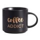 "Coffee ADDICT" Feliratú Kerámia Bögre 410ml-es (Fekete, Arany Felirattal)