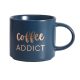 "Coffee ADDICT" Feliratú Kerámia Bögre 410ml-es (Kék, Arany Felirattal)