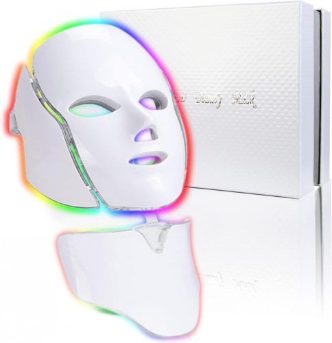 7 Színű LED arc- És Nyakmaszk, Fényterápiás Aknekezelő És Bőrfiatalító Eszköz