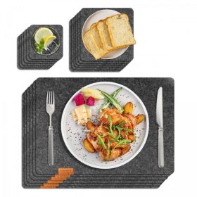   Set de șervețele de masă SportOut gri închis – șervețel și suport de pahar din silicon