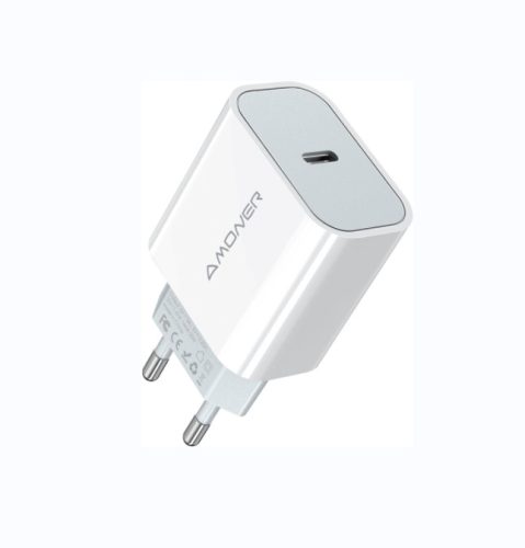 Amoner USB-C 20W Hálózati Gyorstöltő Adapter (Fehér)