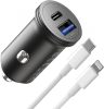 Adaptor încărcător auto USB-C – Încărcător rapid cu 2 porturi, 43W, pentru telefoane și tablete