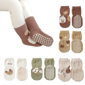   Set de șosete antiderapante din bumbac pentru bebeluși – 6 perechi de șosete cu modele drăguțe pentru bebeluși (M)