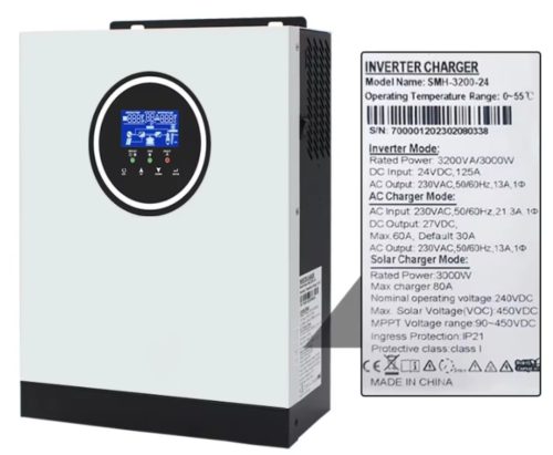 3KW Hibrid Szolár Inverter Rendszer – 24V 220V Tiszta Szinuszos Inverter