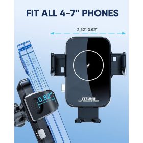   Încărcător auto wireless Yitumu A26, 15W, Qi, cu suport pentru ventuză + adaptor pentru brichetă