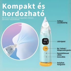   Aspirator nazal electric reîncărcabil YES – 3 capete de aspirare, muzică și lumină LED, impermeabil