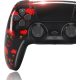 BPlay PS4 Kompatibilis Kontroller 1db/szett, Távirányító Joystick Kettős Vibrációval, Audio Jackkel és Töltővel (Red Skulls)